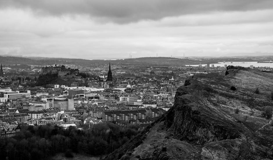 Edinburgh city skyline with Arthur's Seat and the castle in the distance