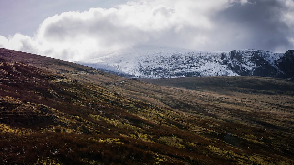 Snowdonia mountains and rolling green hills in North Wales