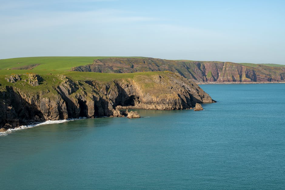 Stunning coastal cliffs and azure sea at Pembrokeshire, Wales. Perfect for travel and nature lovers.